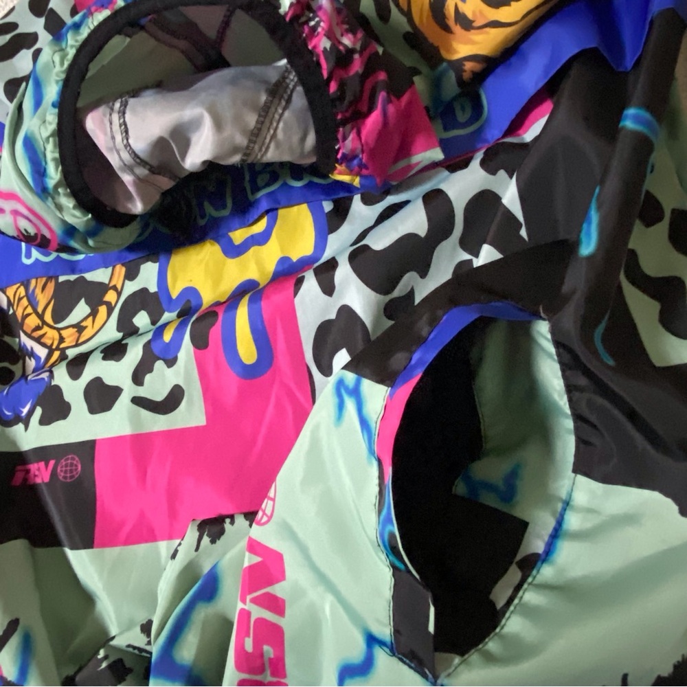 Reason Brand AOP AllOver Print Half-Zip Pullover Hooded Jacket Smiley Tiger RSN - Picture 9 of 14